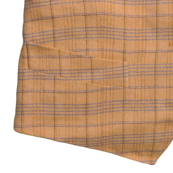 Bogner Womens Suit Vest Yellow Blue Linen Wool Tie Back Sleeveless Buttons 6 - Picture 3 of 8